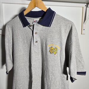 Vintage Embroidered Notre Dame Gray Golf Polo Size Large